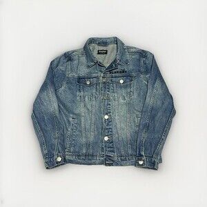 Playboy Jean Jacket Mens L Blue Denim Trucker Jacket Pockets